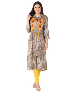 Rayon Marble Print Kurta with Beautiful Multicolour Embroidery | Rs 2125 for Pack of 5pc of S-XXL | Rs 425 Per Pc