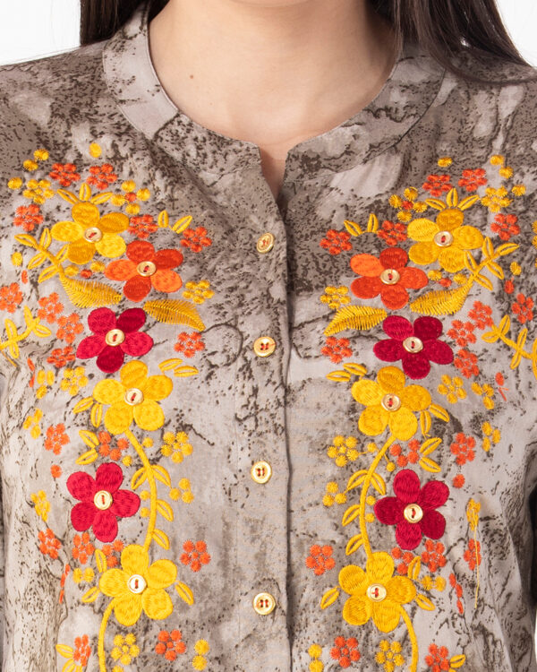Rayon Marble Print Kurta with Beautiful Multicolour Embroidery | Rs 2125 for Pack of 5pc of S-XXL | Rs 425 Per Pc - Image 2