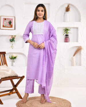 Jaipuri Printed Embroidery Cotton Kurta Pant Dupatta Set | Rs 4250 for Pack of 5pc of S-XXL | Rs 850 Per Pc