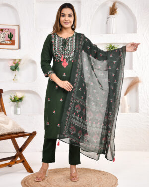 Women's Pure Cotton Jaipuri Printed Embroidered Kurta Pant Dupatta with Pocket | Rs 4250 for Pack of 5pc of S-XXL | Rs 850 Per Pc