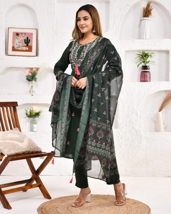 Women's Pure Cotton Jaipuri Printed Embroidered Kurta Pant Dupatta with Pocket | Rs 4250 for Pack of 5pc of S-XXL | Rs 850 Per Pc - Image 7