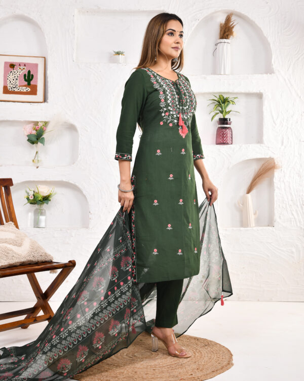 Women's Pure Cotton Jaipuri Printed Embroidered Kurta Pant Dupatta with Pocket | Rs 4250 for Pack of 5pc of S-XXL | Rs 850 Per Pc - Image 6