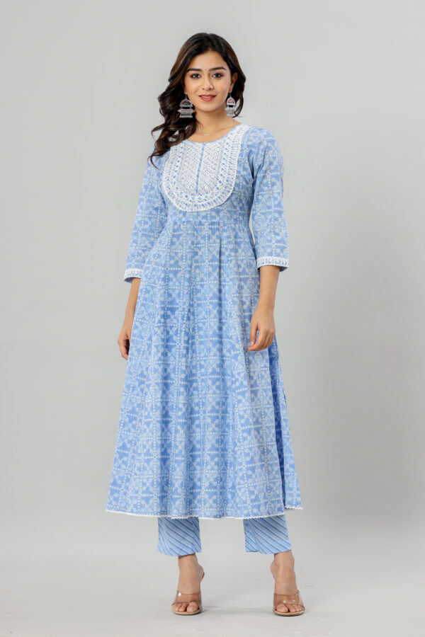 Jaipuri Printed Anarkali Kurta Pant Dupatta Set with Pocket | Rs 3980 for Pack of 4pc of S-XL | Rs 995 Per Pc - Image 8