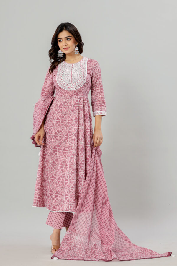 Anarkali Jaipuri Printed Cotton Kurta Pant Dupatta Set with Pocket | Rs 3980 for Pack of pc of S-XL | Rs 995 Per Pc - Image 7