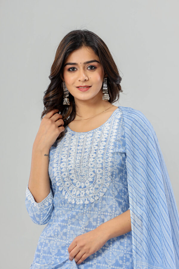Women Jaipuri Printed Embroidered Cotton Kurta Pant Dupatta Set with Pocket | Rs 4250 for Pack of 5pc of S-XXL | Rs 850 Per Pc - Image 6