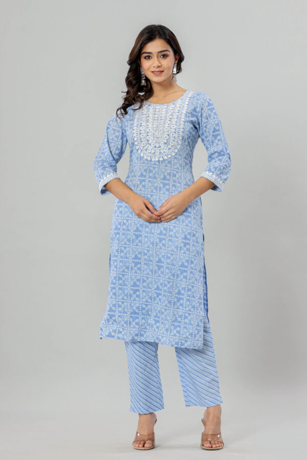 Women Jaipuri Printed Embroidered Cotton Kurta Pant Dupatta Set with Pocket | Rs 4250 for Pack of 5pc of S-XXL | Rs 850 Per Pc - Image 7