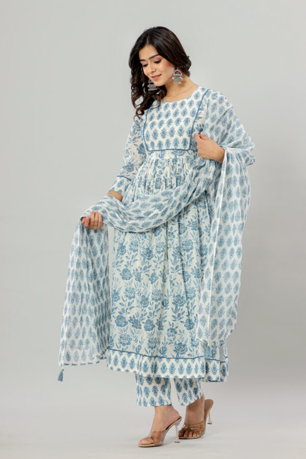 Anarkali Jaipuri Printed Cotton Patch Work Kurta Pant Dupatta with Pocket | Rs 3980 for Pack of 4pc of S-XL | Rs 995 Per Pc - Image 6