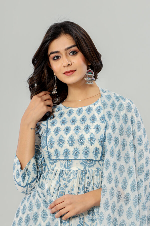 Anarkali Jaipuri Printed Cotton Patch Work Kurta Pant Dupatta with Pocket | Rs 3980 for Pack of 4pc of S-XL | Rs 995 Per Pc - Image 7
