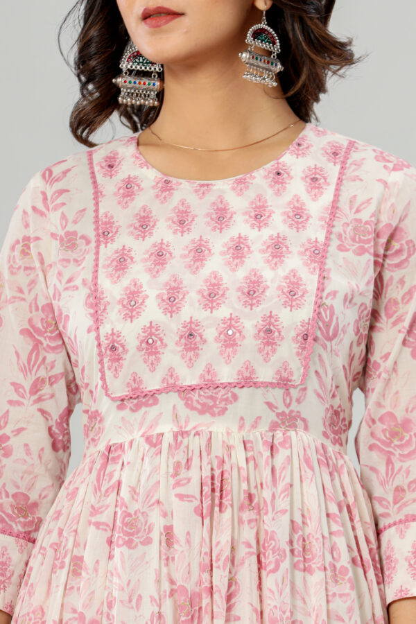 Pink Pure Cotton Anarkali Kurta Pant Dupatta with Pocket | Rs 3980 for Pack of 5pc of S-XL | Rs 995 Per Pc - Image 8