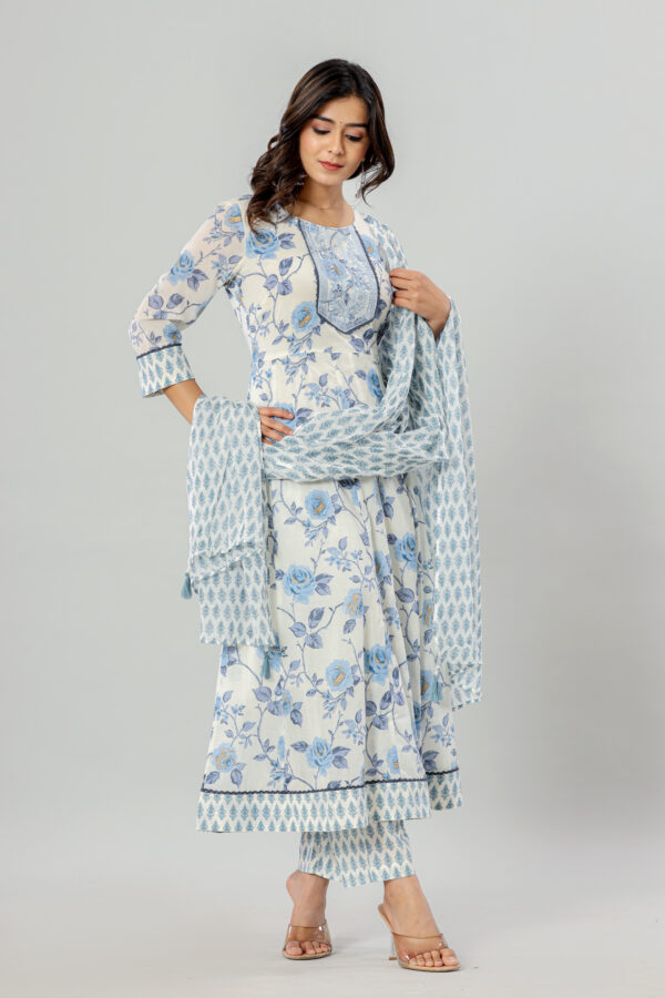 Jaipuri Printed Women Cotton Anarkali Kurta Pant Dupatta with Pocket | Rs 3980 for Pack of 4pc of S-XL | Rs 995 Per Pc - Image 7