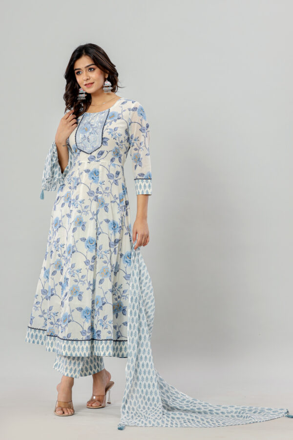 Jaipuri Printed Women Cotton Anarkali Kurta Pant Dupatta with Pocket | Rs 3980 for Pack of 4pc of S-XL | Rs 995 Per Pc - Image 8