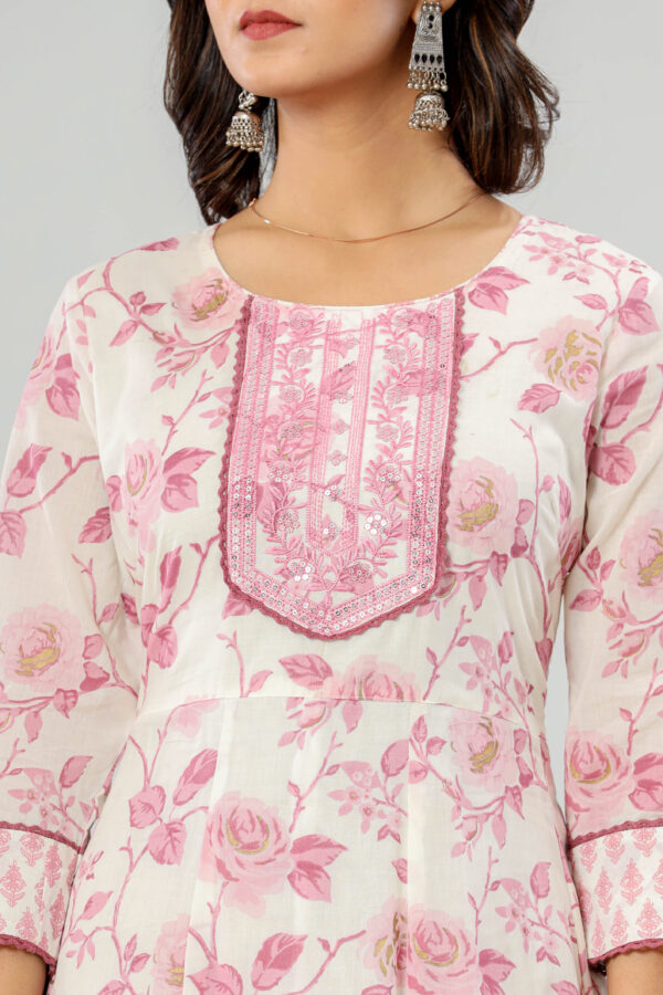Woman Cotton Anarkali Kurti Pant Duppata with Pocket | Rs 3980 for Pack of 4pc of S-XL | Rs 995 Per Pc - Image 2